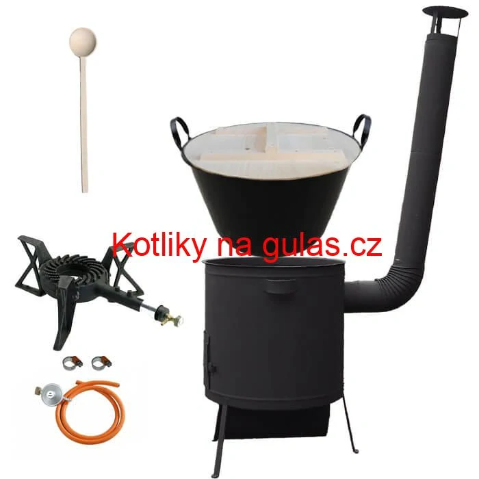 Zabijačkový smaltovaný kotel 100 L, žáruvzdorná kotlina 42 PLUS 600 4 MM, hořák 7 kW + vařečka