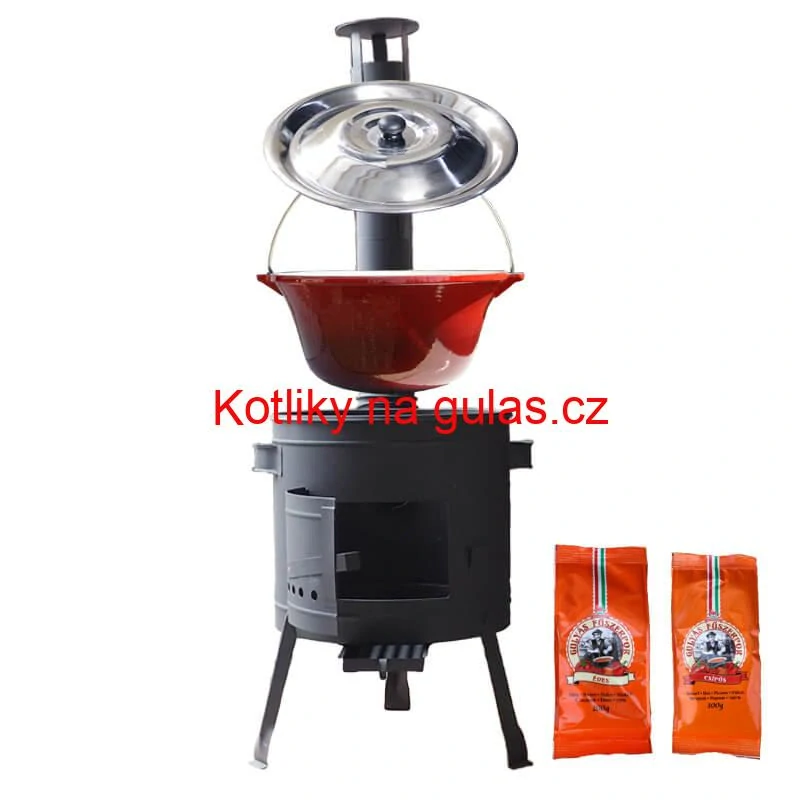 Litinový kotlík se smaltovanou úpravou 22 L + nízká kotlina 42 PLUS 600 + paprikový pepř na guláš - MIX 100 g