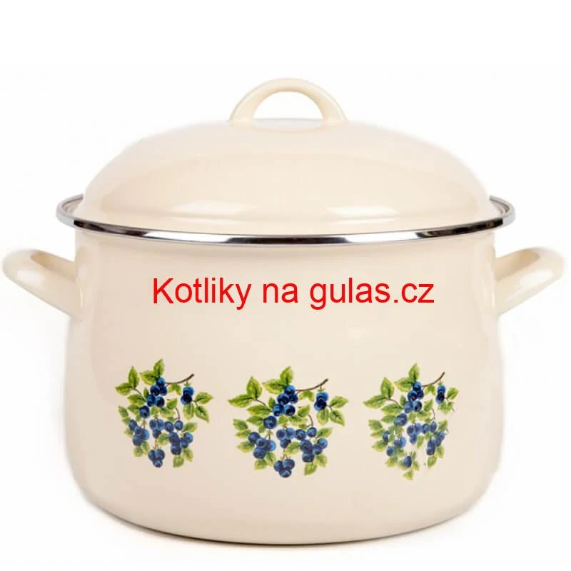 Smaltovaný hrnec s květinovým vzorem – Trnky 5,5 l + poklice