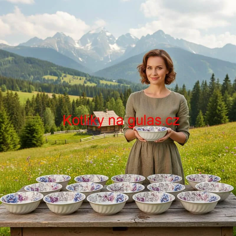 Plastová miska s květinovým vzorem (750 ml) – na pořádný guláš i zelňačku