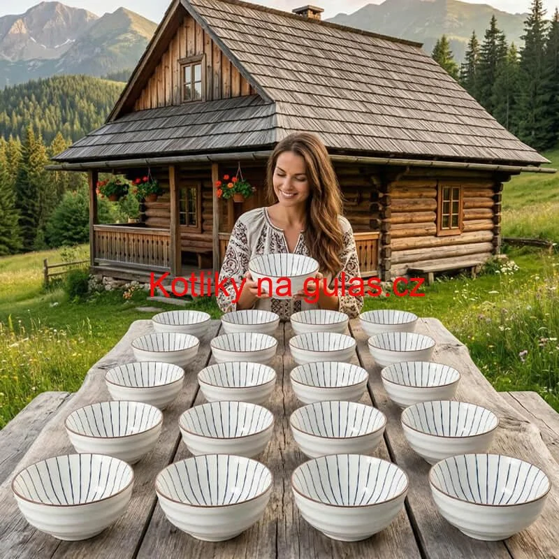 Sada 6 ks velkých keramických misek na guláš a polévky, 1 litr