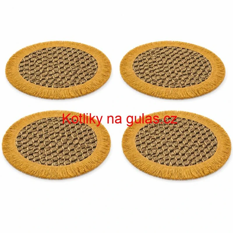 Přírodní podložky pod talíř se třásněmi 37 cm, 4 ks