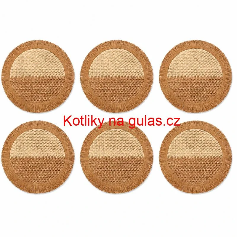 Přírodní podložky pod talíř se třásněmi 37 cm, 6 ks