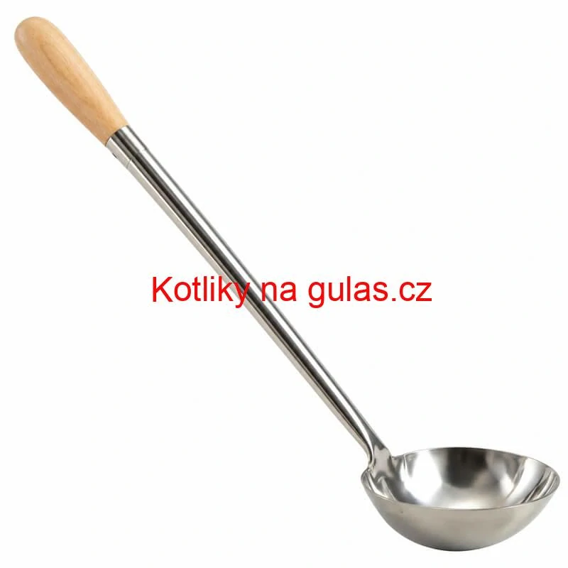 Nerezová naběračka 250 ml s dřevěnou rukojetí – délka 51,5 cm