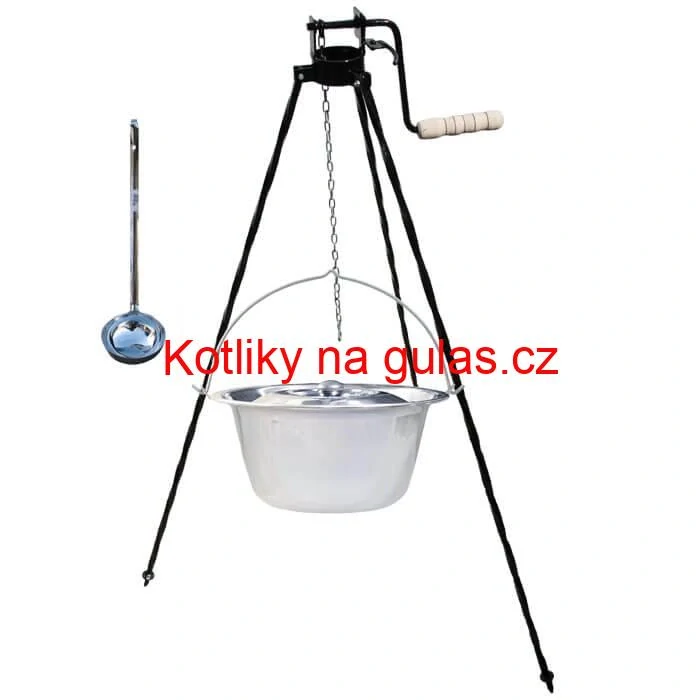 Nerezový kotlík 10 L + poklice + stojan s kladkou VAR