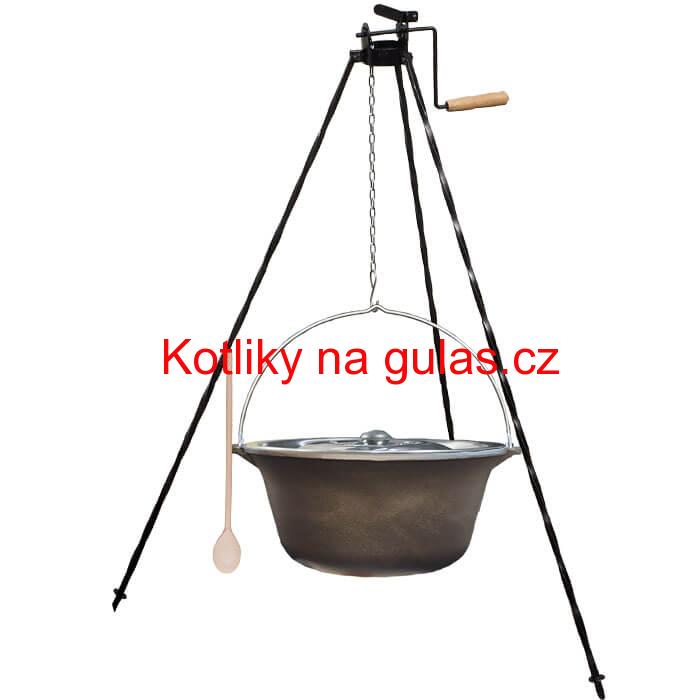 Litinový kotlík 22 L + stojan s kladkou VAR