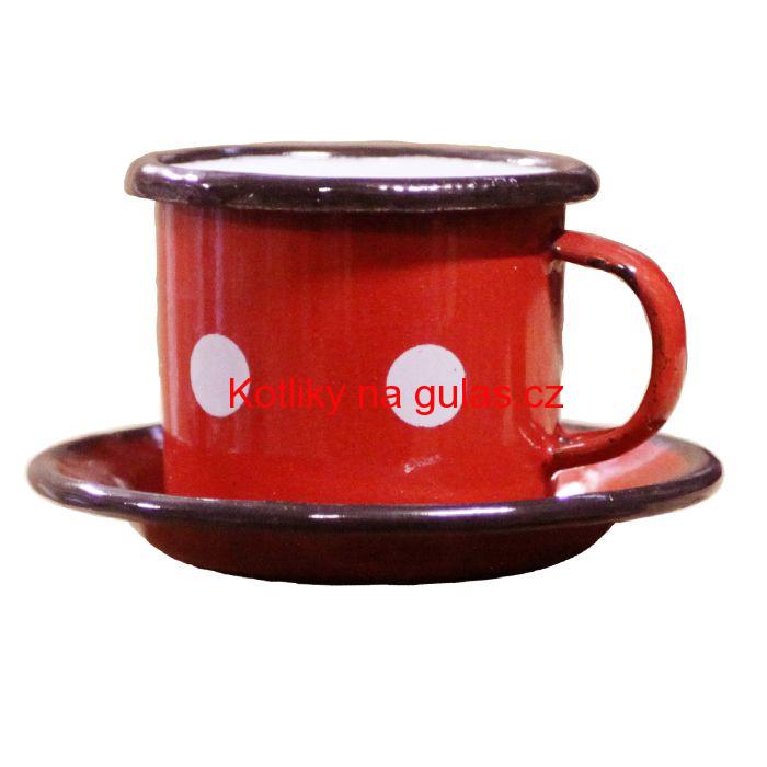 Smaltovaný šálek + podšálek