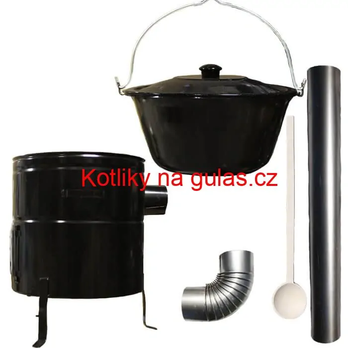 Smaltovaný kotlík 30 L (1,2 mm) + kovová kotlina 50 CLASSIC (KOV) + kouřovod Max Party