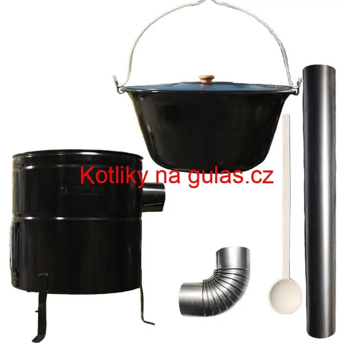 Smaltovaný kotlík 50 L (1,2 mm) + kovová kotlina 50 CLASSIC (KOV) + kouřovod Max Party
