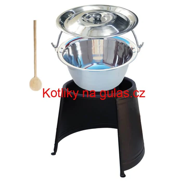 Nerezový kotlík 14 L (0,8 mm) + poklice + chránič plamene