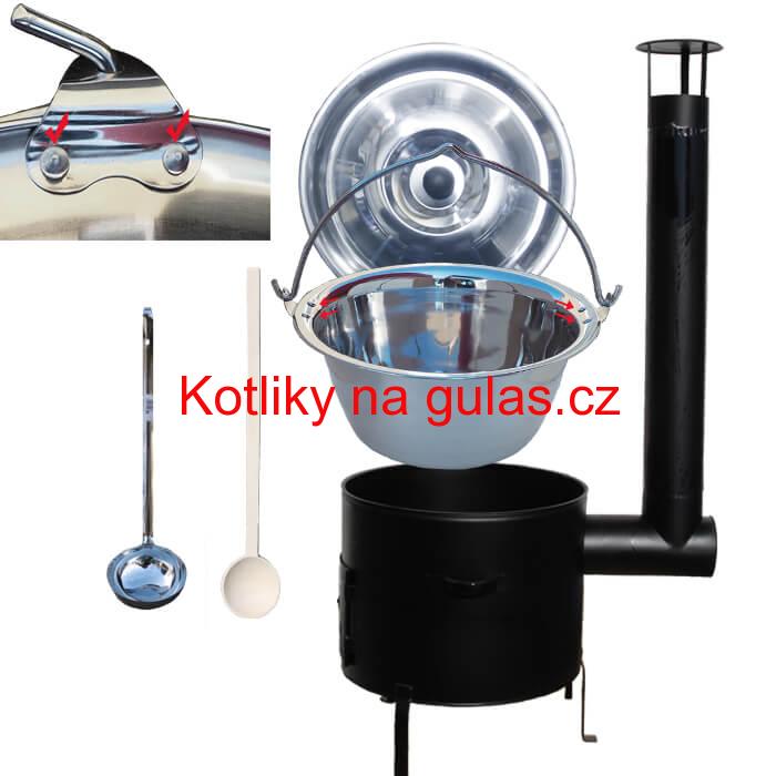 Smaltovaný kotlíkový set 42 cm + zesílený nerezový kotlík 20 L