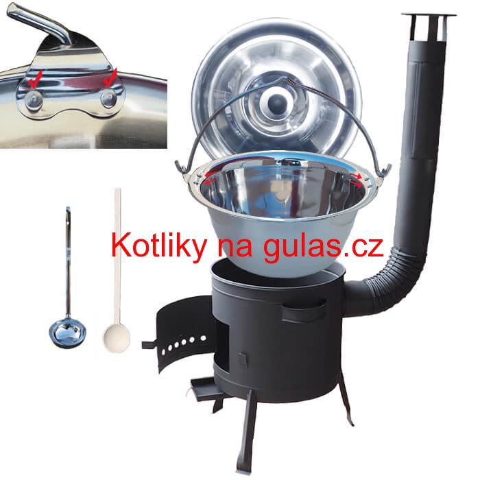 Kotlíkový gulášový set 36 PLUS 600 + nerezový kotlík 15 L (0,8 mm)