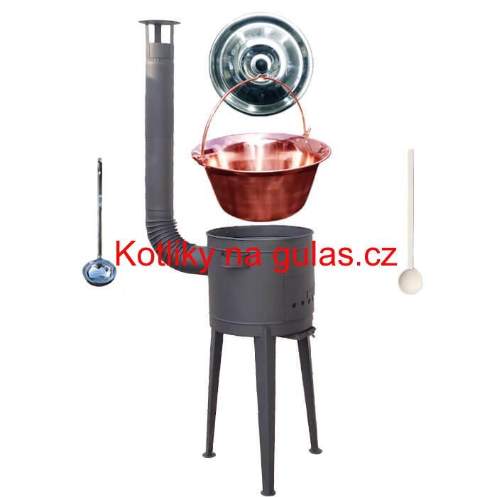 Měděný kotlík 30 L (1,2 mm) + vysoká kotlina 45 cm PLUS 600