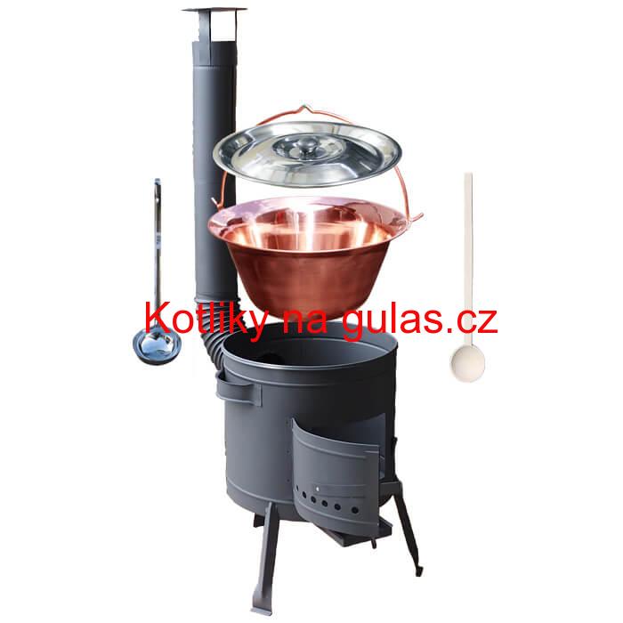 Měděný kotlík 30 L (1,2 mm) + nízká kotlina 45 cm PLUS 600
