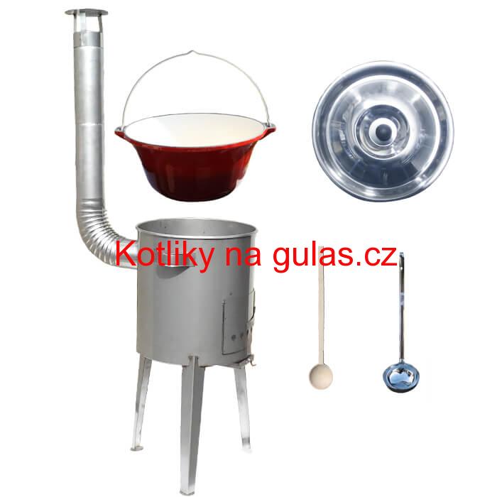 Litinový kotlík 16 L + nerezová kotlina a naběračka LUXUS