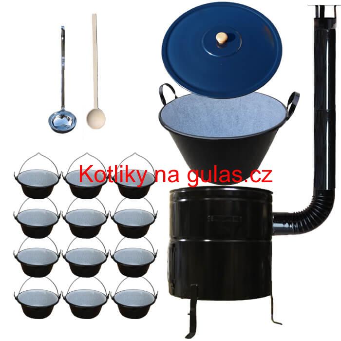 Smaltovaný kotel 50 L + servírovací kotlíky (12 ks) BIG PARTY