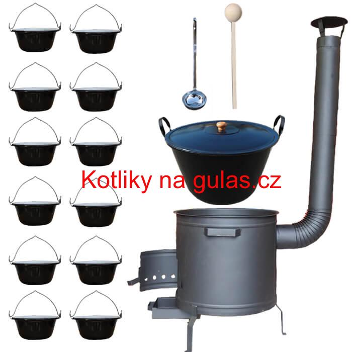 Smaltovaný kotel 70 L + servírovací kotlíky (12 ks) PLUS 600