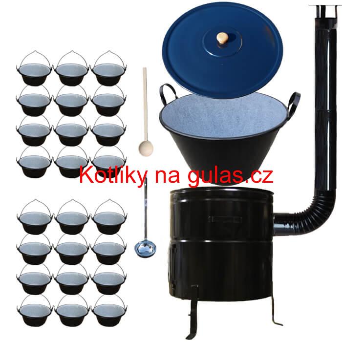 Smaltovaný kotel 80 L + servírovací kotlíky (24 ks) BIG PARTY
