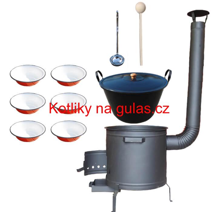 Smaltovaný kotel 50 L + smaltované talíře 6 ks PLUS 600