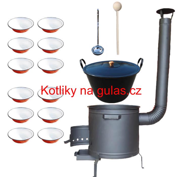 Smaltovaný kotel 80 L + smaltované talíře 12 ks PLUS 600
