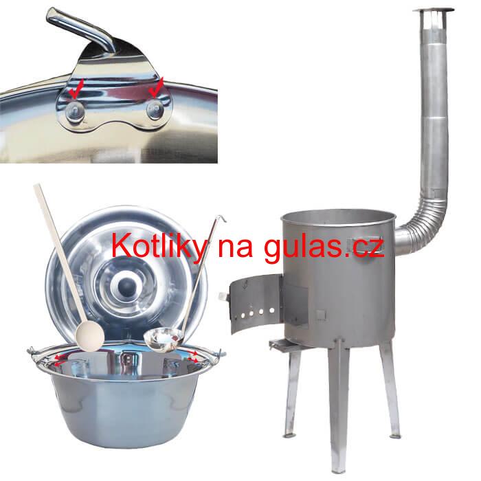 Nerezový kotlík (Zesílený) 30 L + nerezová kotlina 45 cm LUXUS