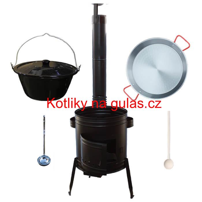 Paella ocelová pánev 42 cm se smaltovaným kotlíkem 16 L (1,2 mm) a kotlinou