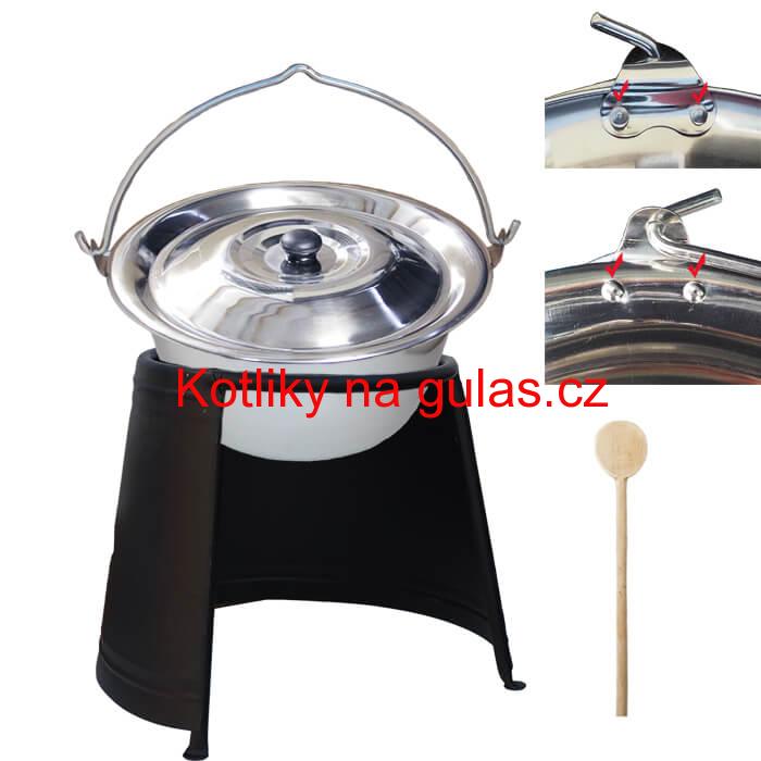 Nerezový kotlík 20 L (0,8 mm) s nýty + chránič plamene