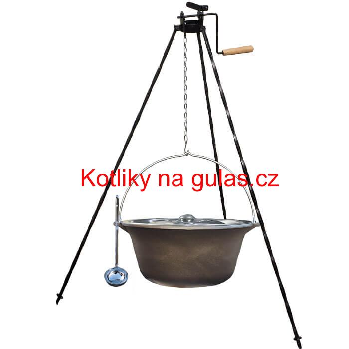 Litinový kotlík 10,8 L + stojan s kladkou VAR