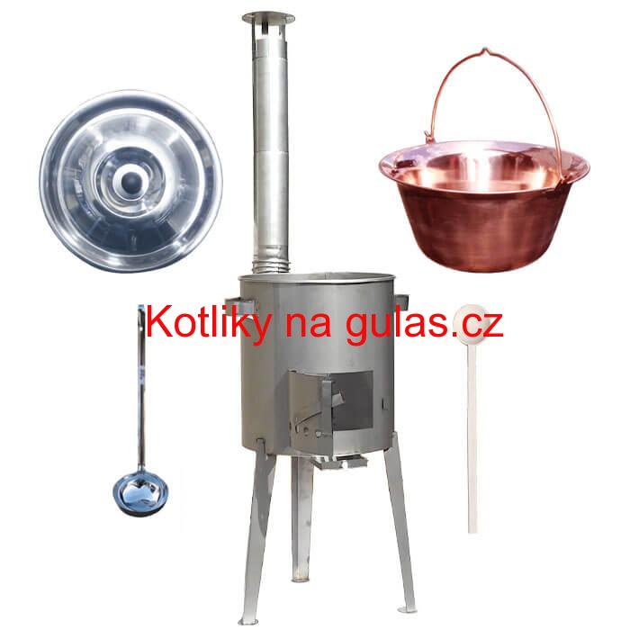 Měděný kotlík 30 L (1,2 mm) + nerezová kotlina 45 cm LUXUS