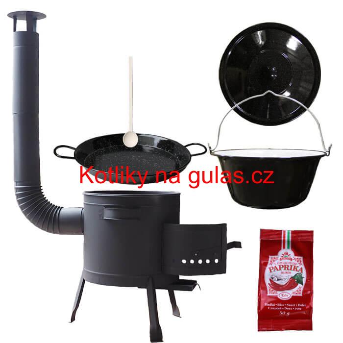 Smaltovaný kotlík 13 L + Paella smaltovaná pánev + nízká žáruvzdorná kotlina 36 cm PLUS 600