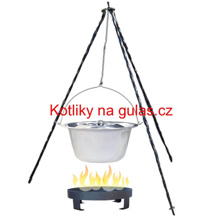 Nerezový kotlík 10 L (0,8 mm) + Ohnisko + stojan 1,2 m