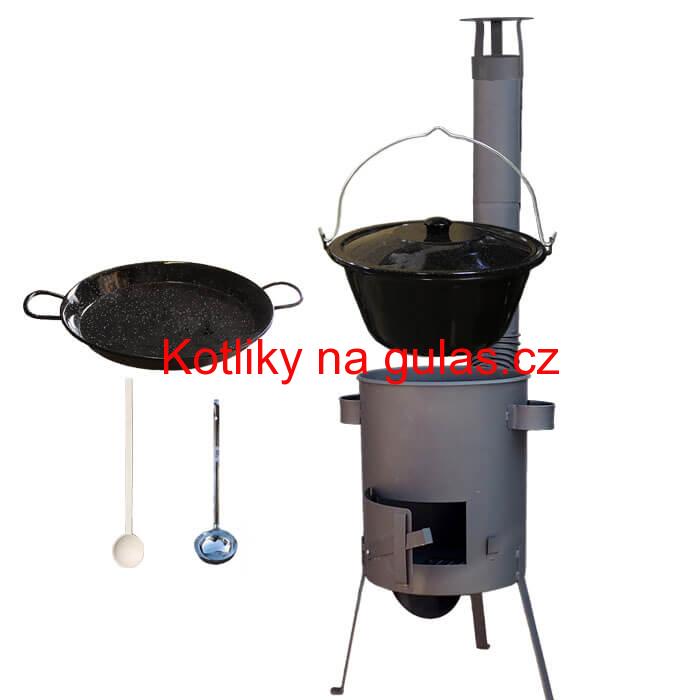 Smaltovaný kotlík 16 L + Paella snaltovaná pánev 42 cm + žáruvzdorná kotlina 39 PLUS 600 4 MM