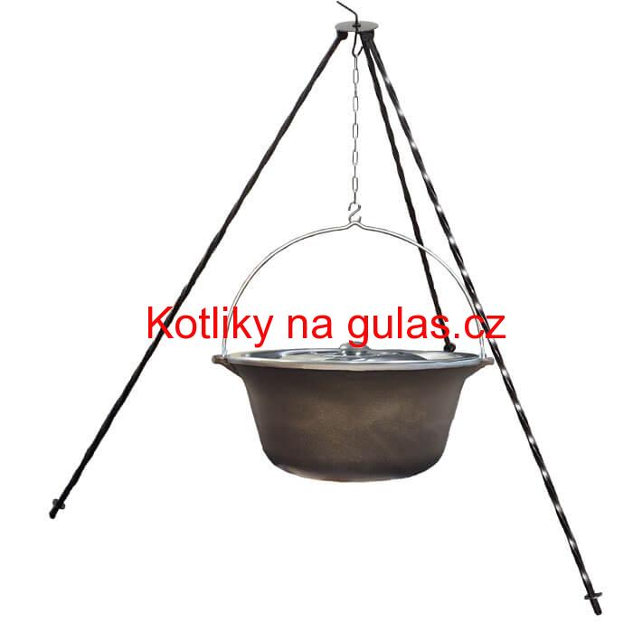 Litinový kotlík 7,2 L + poklice + trojnožka 1,2 m