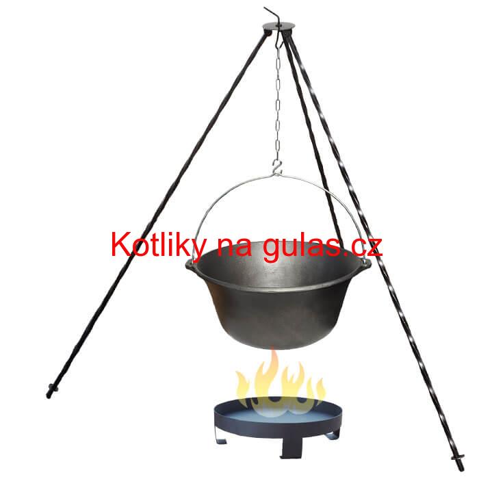 Litinový kotlík 10,8 L + trojnožka 1,2 m + ohniště 36 cm