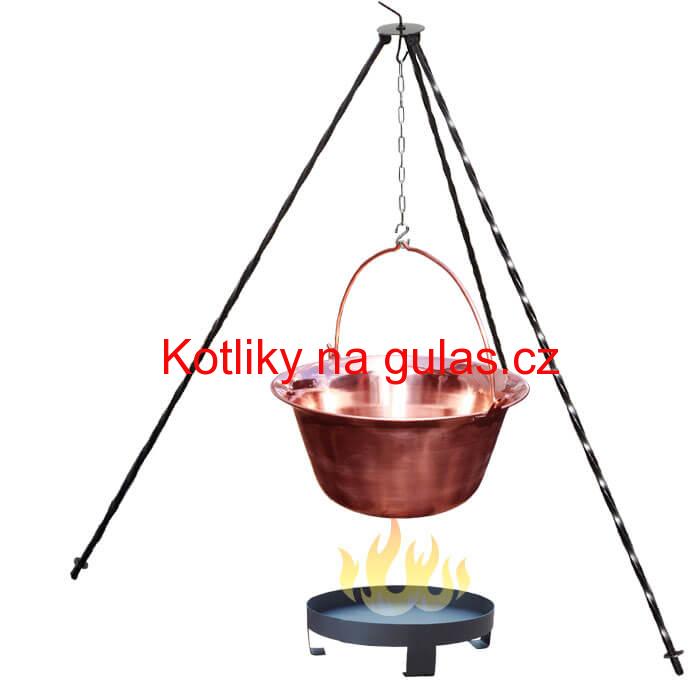 Měděný kotlík 14 L (1,2 mm) + trojnožka 1,2 m + ohniště 36 cm