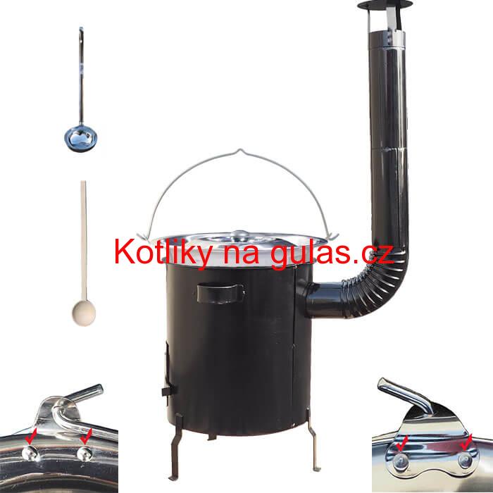 Nerezový kotlík 30 L (0,8 mm) zesílený s nýty + hrubostěnná (1,5 mm) kovová kotlina 45 STRONG