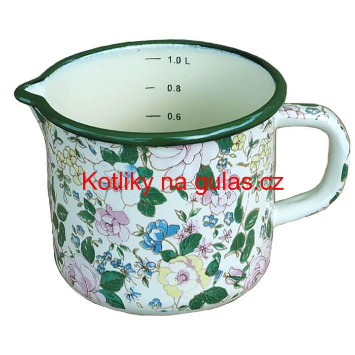 Smaltovaný hrnek s výlevkou 1 L DECOR