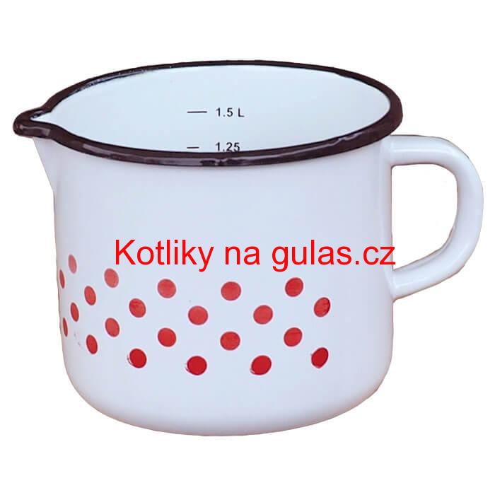 Smaltovaný hrnek s výlevkou 1,5 L - tečkovaný