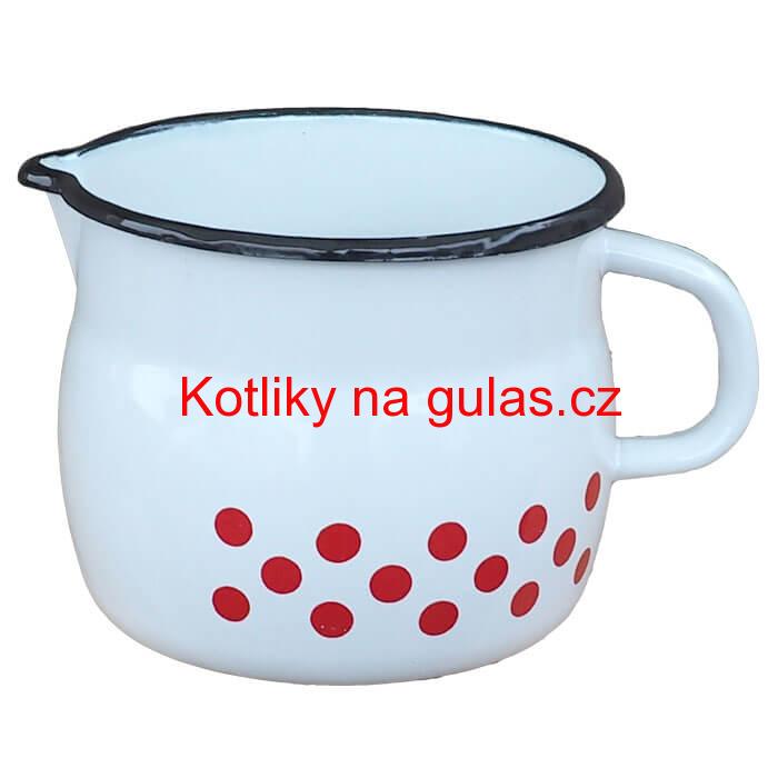 Smaltovaný hrnek s výlevkou 1,5 L baňatý - tečkovaný
