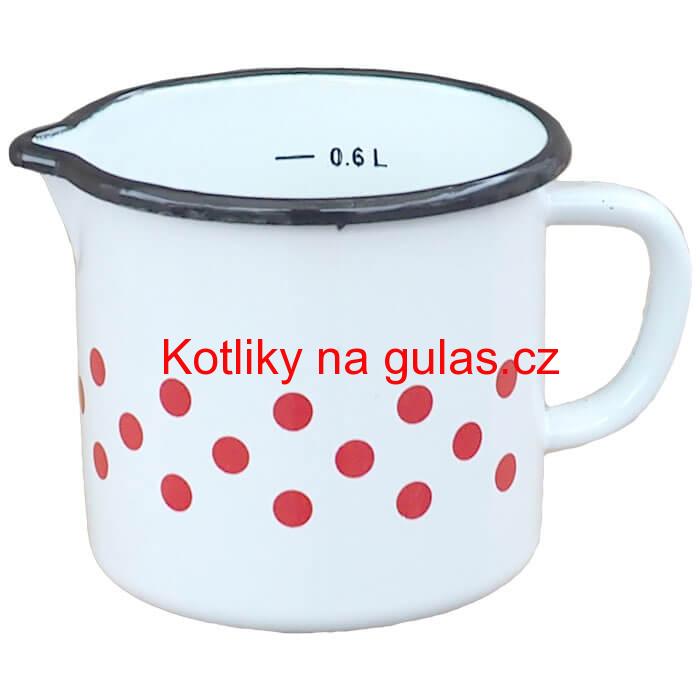Smaltovaný hrnek s ouškem 0,6 L - tečkovanou