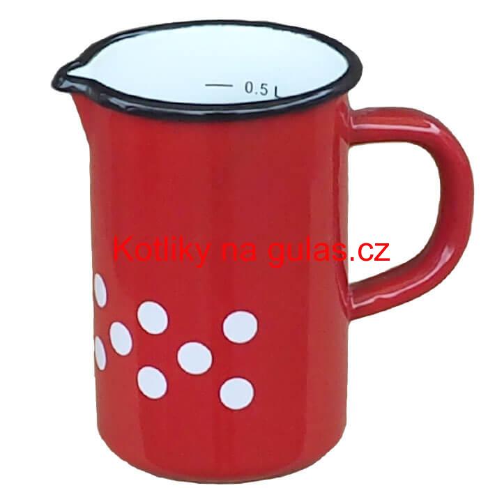 Smaltovaný hrnek s ouškem 0,5 L - červený, vysoký