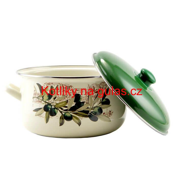 Smaltovaný kastrol s poklicí 4,8 L OLIVA