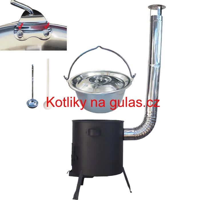 Nerezový kotlík 20 L (0,8 mm) zesílený s nýty + žáruvzdorná kotlina (1 mm) 42 PLUS 600