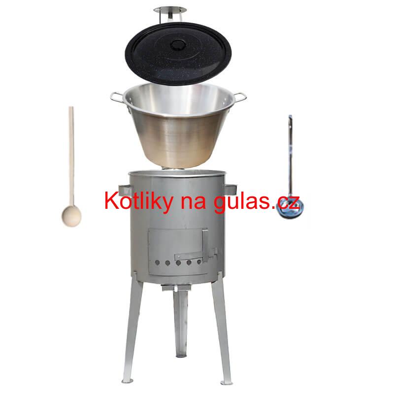 Nerezový kotel 40 L (1,2 mm) + nerezová kotlina 45 cm LUXUS + naběračka a vařečka