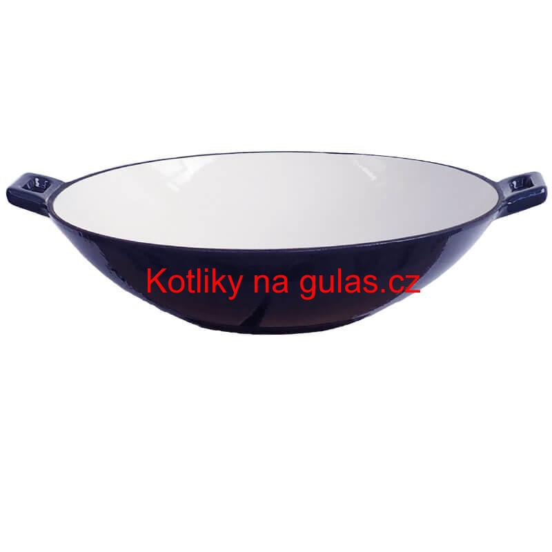 Litinový wok – smaltovaný povrch 37 cm