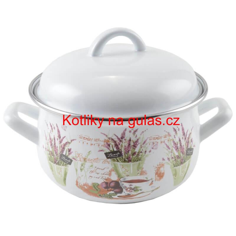 Smaltovaný kastrol s poklicí 1,8 L levandule