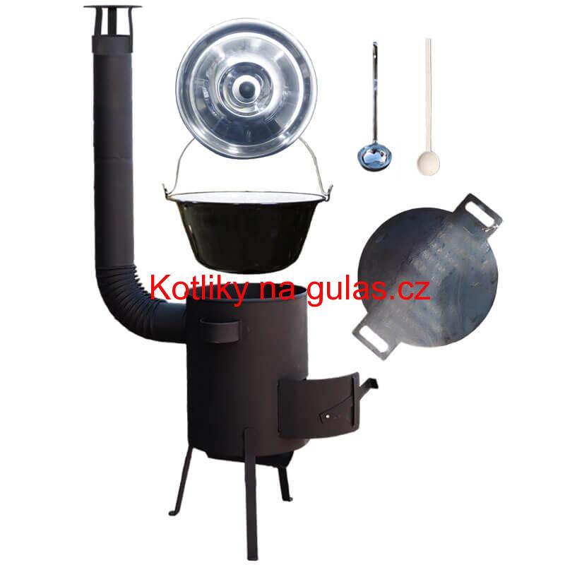 Smaltovaný kotlík 20 L + železná pánev 44 cm UNI + žáruvzdorná kotlina kotlina 42 cm PLUS 600 4 MM