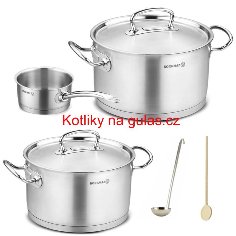 Sada nerezových hrnců s poklicí + rendlík 2 + 1 ks 6 L, 10 L, 2,8 L