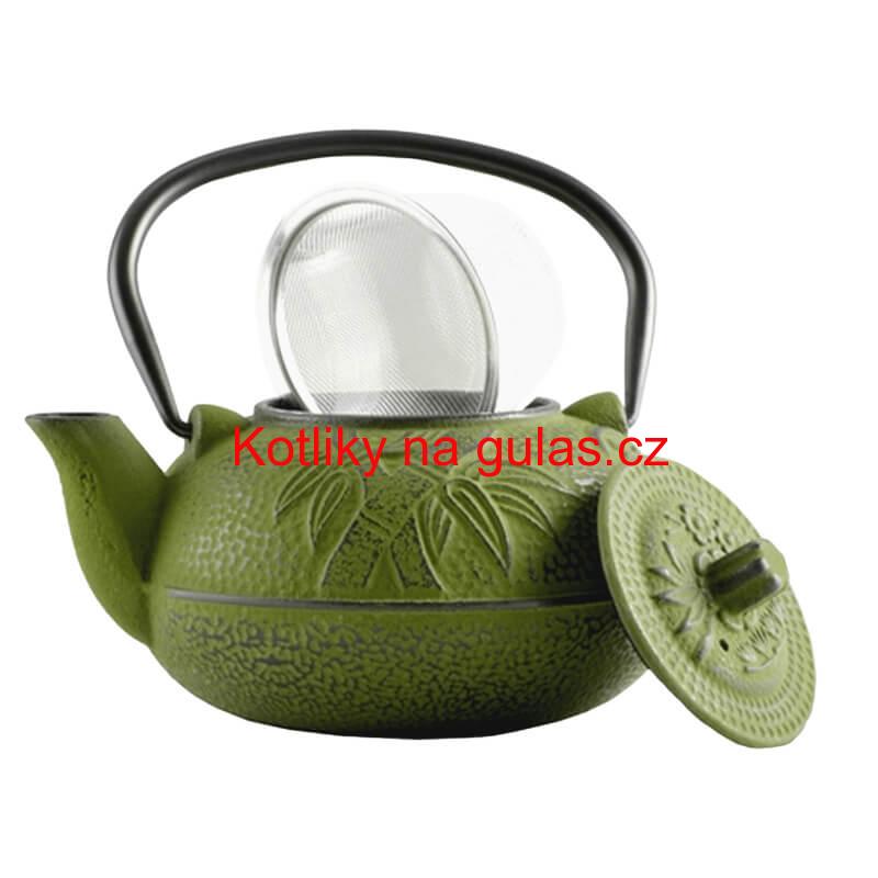 Litinový čajník 600 ml zelený