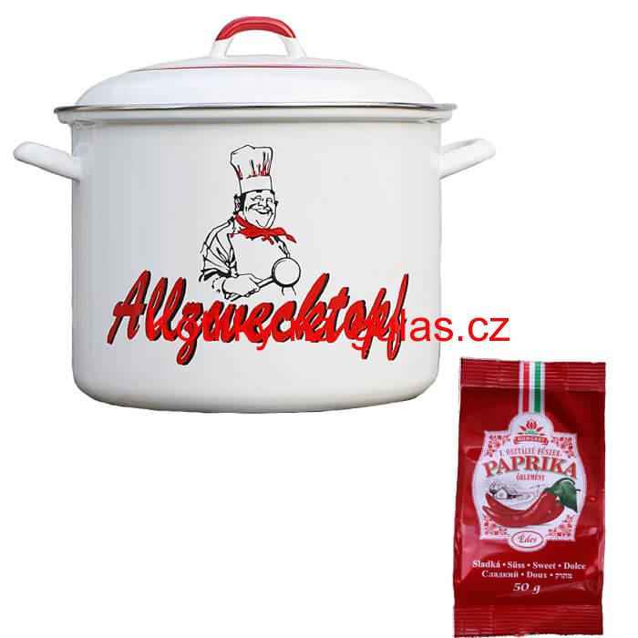 Smaltovaný hrnec s poklicí 13 L kuchař + sladká paprika GURMÁN 50 g